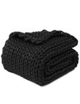 YnM Original Hand Knitted Throw Blanket, Cosy & Breathable Chunky Knit Throw, no Pilling or Shedding, Stylish Home Décor Piece (Black, 50"x70")
