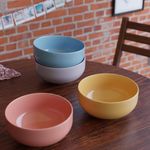 The Earth Store Solid Multicolor 500ML Ceramic Bowls Dishwasher & Microwave Safe Bowl Mixing Bowl for Snacks, Pasta, Rice, Dal, Fruits, Salad, Noodles, Maggi and More Serving Bowl- Set of 4