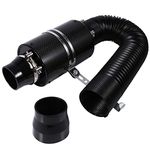 Cold Air Intake Kit, Universal Car Air Intake Filter ABS Plastic Intake Pipe, 3inch Carbon Fibre Cold Air Filter Feed Enclosed Intake Induction Pipe Hose Kit (black)