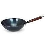 Excellent Refined Iron Material Wok Stir Fry Pan, Traditional Chinese Round Bottom Uncoated Single Handle Nonstick Wok for Home and Restaurant (38cm)