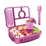 Amathley Bento Box Adult Lunch Box,Lunch Box Kids,Lunch containers for Adults/Kids/Toddler,5 Compartments bento Lunch Box for Kids with Sauce Vontainers,Microwave & Dishwasher & Freezer Safe(Purple)