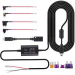 Justech Dash Cam Hardwire Kit Car Camera Hard Wire Kit 10ft Cable with LP Mini/Mini/Micro/Micro2/ATO Fuse, 12V-24V to 5V Mini USB/Micro USB Port Dash Cam Hardwire Kit with Battery Protection