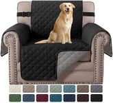 H.VERSAILTEX Reversible Chair Covers Water Repellent Chair Slipcover for Dogs Pets Furniture Protector Cover with Elastic Strap Durable and Washable Seat Width Up to 21"(Armchair, Black/Grey)