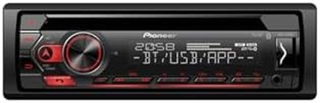 Pioneer DEH-S320BT 1-DIN CD Tuner with Bluetooth, USB, Spotify, Pioneer Smart Sync App and Compatible with Android Devices, red