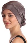 Deresina Women Braided Beaded Chemo Turban for Hair Loss (Mink - One Size)