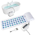 richigblosmum Portable Bubble Bath Mat with Inflatable Pillow - 93 Jet Spa Mat for Bathtubs, 6 Intensity Remote, 7-Color LED Lights, Powerful Pump with USB for Relaxing Home & Travel Use