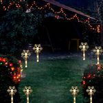 Optimal Products Christmas Snowflake Stake Lights 8PCS LED Outdoor Garden Pathway Xmas Decoration UK (Warm White)