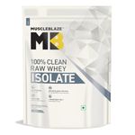 MuscleBlaze 100% Clean Raw Whey Protein Isolate (Unflavoured, 1kg) | 27g Protein per Scoop | Easy to Digest