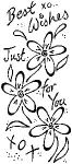 Art Stamps Best Wishes Flowers Stamp, Black