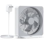 ASKPULION 10 Inch Small Box Fan, 3 Speeds Square Fan Powered by AC Adapter, Small Window Fan for Bedroom Bathroom Kitchen with Aromatherapy Box Grey, White 10 in. Fan