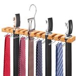 Premium Wood Tie and Belt Organizer for Closet - Space Saving Hanger for Men - Holds 11 Ties and 12 Belts - CPPDEL Tie Racks for Men Closet Wall Mount or Hanging Holder - Ideal Gift for Men