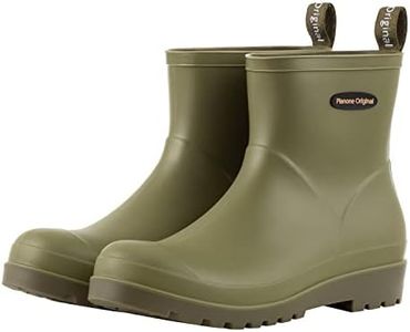 planone Short rain Boots for Women Waterproof Garden Shoes Anti-Slipping Rainboots for Ladies Comfortable Insoles Stylish Light Ankle rain Shoes matte Outdoor Work Shoes, Olive Green, 9