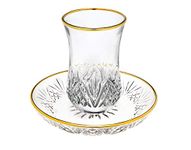 Godinger Dublin Crystal Kiddush Cup and Saucer with Gold Edge