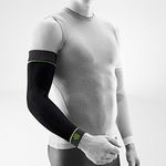 Bauerfeind Sports Compression Arm Sleeves (1 Pair) - Gradient Compression to Improve Oxygen and Blood Circulation in Arms - Air Knit Fabric Breathable, Durable, Washable (Black, Small/Long)