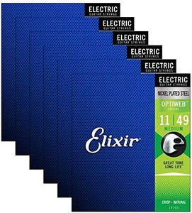 Elixir 19102 Optiweb Electric Guitar Strings Medium 11-49 (6 Pack Bundle)