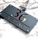 K SMART SIGN | LUXE H3 F32 | House Numbers Plaques House Numbers Door Laser Signs Number Name Personalised Plaques For Outside 3D Laser Cut acrylic Mirrored Marble (Dark Gray & Copper Mirror)