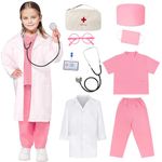 keaiyouhuo Doctor Costume for Kids Doctor Scrubs Set With Stethoscope Halloween Nurse Costumes Dress Up