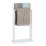 Relaxdays 2-Rail Double Stand, Freestanding Towel Holder, U-Shape, Bathroom Valet, White, HWD 81 x 45 x 20 cm
