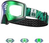 KAPVOE Photochromic ski goggles Magnetic lens, Anti-fog, UV400 protection, Suitable for men, women and teenagers Compatible with helmets Ideal for skiing snowboarding skating 08