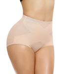 Werkiss Tummy Control Knickers Shapewear for Women Tummy Control Body Shaper High Waisted Tummy Tuck Slimming Underwear Shaping Briefs(#2 Beige-mid Waisted, M)