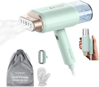 Newbealer Dual Voltage Travel Steamer - 120V/220V Handheld Steamer for Clothes, 1200W Horizontal & Vertical Steaming, 20s Heat-up, Foldable, 180ml Garment Wrinkle Remover (Green)