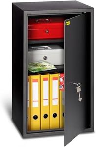 HomeSafe HV70K Large Safe with Key Lock, 70x40x36cm (HxWxD), Money Safe Lock Box for Home Security, Storage Safety Locker for Cash Savings, Office safe for documents with 2 height-adjustable shelves