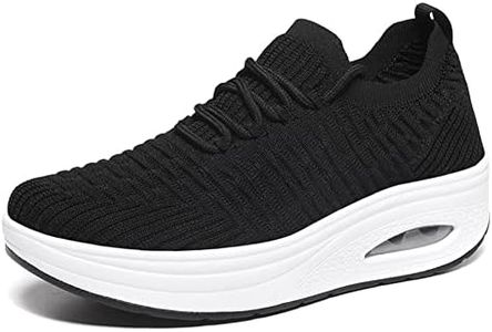 Orthopedic Diabetic Walking Shoes for Women Air Cushion Slip On Walking Shoes Comfort with Arch Support Mesh Sneakers Breathable Non Slip Outdoor Sneakers (Black 38 EU)