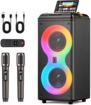 Karaoke Machine for Adults, 500W Party Speaker with Dual 6.5" Subwoofer | Auto Pitch Correction,Bass/Treble Adjustment, 0 Delay Mics, Bluetooth 5.3, Retro Leather Design, 36H Playtime, TV Connection