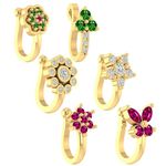 VAMA Gold Plated Clip on Nose pin without Hole Non Piercing Pressing Type Nose ring Stud for Women & Girls