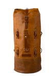 Trip Machine Company Motorcycle Leather Military Duffel Saddle Luggage Bag With Mounting Straps & Rain Cover (Vintage Tan, 24 L)