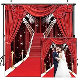 8x6ft Hollywood Theme Party Decorations Photo Backdrops Red Carpet Backgrounds Vinyl Photography Background Backdrops for Wedding Birthday Party Decoration CY053