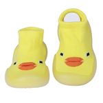 BabyMoo Cute Duck Style Anti-Skid Sock Shoes Ultimate Comfort and Style for Infants, Toddlers, and Kids Lightweight, Durable Rubber Sole Pull-On Design for Boy & Girls-Yellow Age 12-18 Months