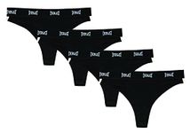 Everlast womens Everlast Cotton Spandex Underwear Comfortable 4 Pack (Regular size) Thong Panties, COM D: Black, Black, Black, Black, Medium US