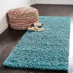 Sifa Carpet Hand Woven Modern Shag Bed Side Runner Carpet with 2Inch Pile Height Blue Color 2x3 Feet