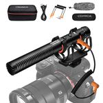 comica VM20 Shotgun Video Microphone with OLED Power Display & Two Low Cut Filter Modes, Super-Cardioid Directional Camera Microphone for Canon Nikon Sony DSLR Cameras & Smartphone（60H+）