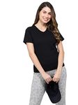 Jockey AW89 Women's Super Combed Cotton Rich Relaxed Fit V-Neck T-Shirt_Black_M