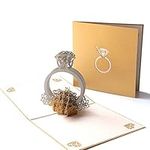 DEALFUN Paper Diamond Ring 3D Pop-up Greeting Card, for All Occasions, Birthdays, Graduation Parties, Weddings, Anniversaries, Party Invitations, Gratitude, Baptism, Christmas, New Year’s Day, Valentine’s Day, Mother’s Day, Father’s Day, All Good Wishes.