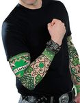 (4 Sleeves) St Patricks Day Tattoo Sleeves Irish Costume Accessory Adults Ireland Fancy Dress