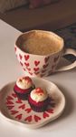 WEAVING HOMES Handcrafted Ceramic Heart Mug & All Heart Dessert Plate to Gift to Best Friend and Love Microwave Safe (Set of 1, Multicolor)