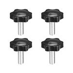 uxcell Clamping Screw Knob, 38mm Dia Plum Hex Shaped Grips Star Knob M10 x 25mm Male Thread, 4pcs