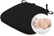 KGPLOME Chair Cushion with Ties for Dining Chair - Memory Foam No Slip Kitchen Chair pad and Dining Room Seat Cushion with Machine Washable Cover [16.5 X 16.2 Inches] - Black