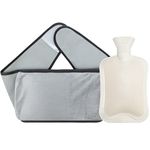 Hot Water Bottle Belt, 2L Large Hot Water Bottle with Waist Belt Long Cover for Women, Natural Rubber Hot Water Bag with Soft Faux Fleece Cover for Period Pain, Back Pain, Shoulders, Pain Relief