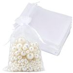 50Pcs White Organza Gift Bags,4"x6" Breathable Storage Bag with Drawstring, Sheer Mesh Pouch Bags for Wedding Favor, Jewelry, Festivals, Makeup, Christmas Candy, Desserts