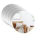 6 Pack Self Adhesive Acrylic Mirrors 6 Inch Round Plastic Mirror Sheets Wall Stickers, Non-Glass Mirror Tiles for Home Decor or Wedding Table Centerpiece, 2 MM Thick