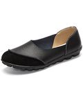 Mrs Duberess Women's Casual Real Leather Loafers Soft Comfortable Ladies Flat Shoes (6 UK, black)