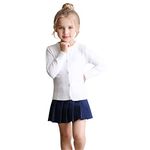 SMILING PINKER Little Girls Crewneck Cardigans Button Knitted Uniform Sweaters(6-7 Years,White)