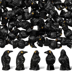 50 Pcs Mini Halloween Figurines Miniature Crows Mini Resin Figures Black Raven Halloween Decor Mini Resin Animals for Mini House Halloween Scene Decor(Raven)