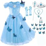 Princess Costume for Kids Princess Dresses Up for Girls, Birthday Christmas Dress Up With Accessories (Blue, 120)