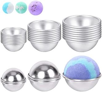 24 PCS 3 Sizes Bath Bomb Mold Kit,Metal Round Bath Bomb Molds,DIY Professional Foam Bomb Molds,Bath Bomb Press for Crafting Making Supplies