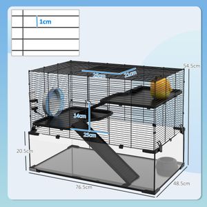 PawHut 3-Tier Glass Hamster Cage – Spacious Small Pet Habitat